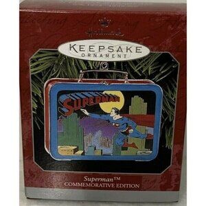 Ornament Hallmark 1998 Christmas SUPERMAN TIN LUNCHBOX Holiday Keepsake NIB